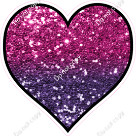 Sparkle - Hot Pink & Purple Ombre Heart - Outlined