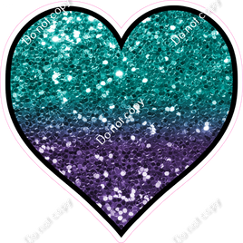 Sparkle - Teal & Purple Ombre Heart - Outlined