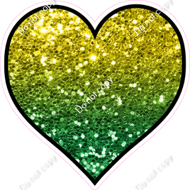 Sparkle - Yellow & Green Ombre Heart - Outlined