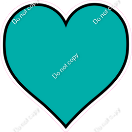 Flat - Teal Heart - Outlined