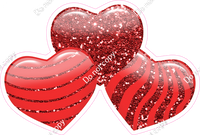 Sparkle - Red - Triple Heart Bundles