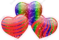 Sparkle - Rainbow & Red - Triple Heart Bundles