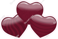 Flat - Burgundy - Triple Heart Bundles