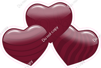Flat - Burgundy - Triple Heart Bundles