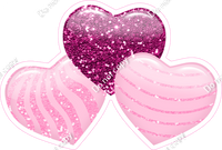 Sparkle - Baby Pink & Hot Pink - Triple Heart Bundles