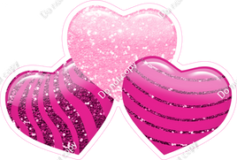 Sparkle - Hot Pink & Baby Pink - Triple Heart Bundles