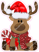 Mini - Sitting Reindeer with Red Scarf & Candy Cane w/ Variants