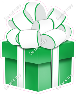 Flat - Green Present, White Bow - Style 2