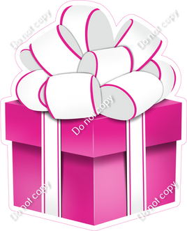 Flat - Hot Pink Present, White Bow - Style 2