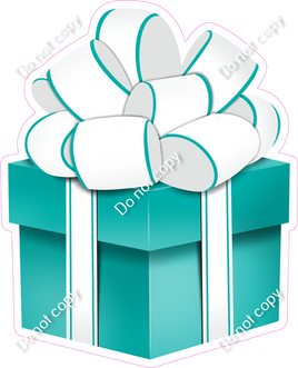 Flat - Teal Present, White Bow - Style 2