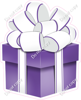 Flat - Purple Present, White Bow - Style 2