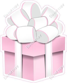 Flat - Baby Pink Present, White Bow - Style 2