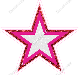 Sparkle White, Red & Hot Pink & Baby Pink Star