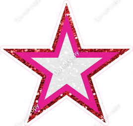 Sparkle White, Red & Hot Pink Star