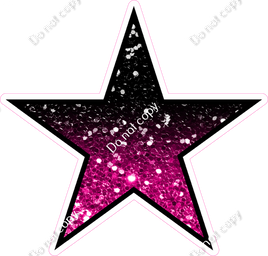 Sparkle - Black & Hot Pink Ombre Star - Outlined