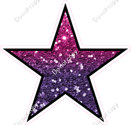 Sparkle - Hot Pink & Purple Ombre Star - Outlined