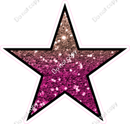 Sparkle - Rose Gold & Hot Pink Ombre Star - Outlined