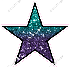 Sparkle - Teal & Purple Ombre Star - Outlined