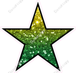 Sparkle - Yellow & Green Ombre Star - Outlined