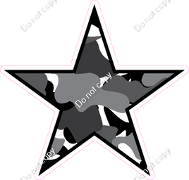 Grey Camo Star - Outlined