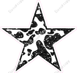 Black Sparkle Cow Pint Star