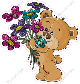 Bear with Pink, Teal & Purple Daisy Bundle w/ Variants