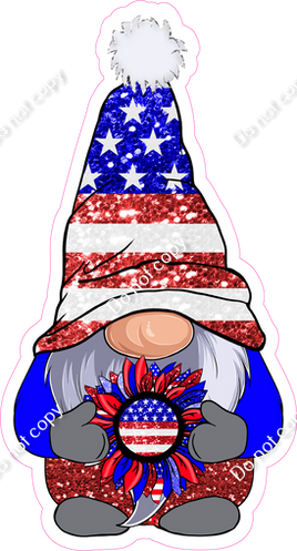 4th of July Gnome Holding Flower