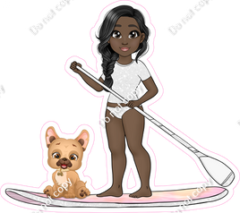 Dark Skin Tone - Girl on Paddle Board - White Clothes w/ Variants