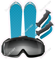 Blue & Black Snow Ski Gear w/ Variants
