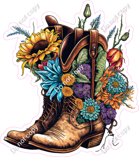 Cowboy Boots And Flowers W  Variants