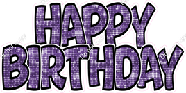 Disco - Purple Black Outlines Happy Birthday Statement