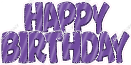 Flat - Purple with Purple Outlines Happy Birthday Statement