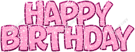 Happy Birthday Statement - Sparkle - Baby Pink with Hot Pink Outlines