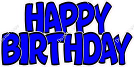 Flat - Blue with Outlines Happy Birthday Statement