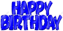 Sparkle - Flat Blue with Blue Outlines Happy Birthday Statement