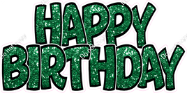 Sparkle - Green with Outlines Happy Birthday Statement
