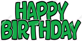 Flat - Green with Outlines Happy Birthday Statement