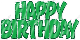 Sparkle - Flat Green with Green Outlines Happy Birthday Statement