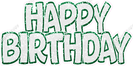 Sparkle - White with Green Outlines Happy Birthday Statement