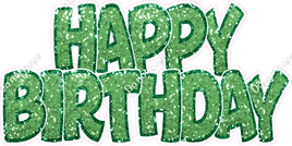 Sparkle - Lime Green with Green Outlines Happy Birthday Statement