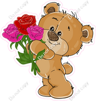 Teddy Bear with Pink Roses Flower w/ Variants