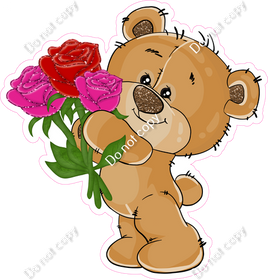 Teddy Bear with Pink Roses Flower w/ Variants
