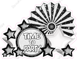 White / Black - Time to Party Statement with Fan w/ Variant