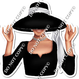 Black - Light Skin Tone Woman in Fancy Hat w/ Variants