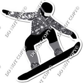 Sparkle Silver - Snow Boarder Silhouette w/ variants