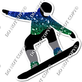 Blue Green Ombre - Snow Boarder Silhouette w/ variants