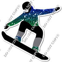 Blue Green Ombre - Snow Boarder Silhouette w/ variants