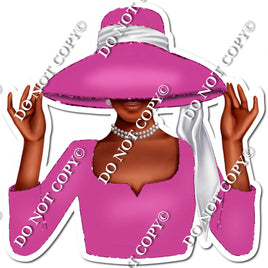 Hot Pink - Dark Skin Tone Woman in Fancy Hat w/ Variants
