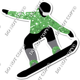Sparkle Lime Green - Snow Boarder Silhouette w/ variants