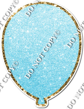Pastel Baby Blue Glitter with Gold Trim Balloon